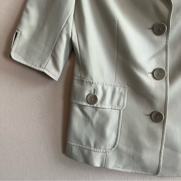Zanella Blazer Short Sleeve Tan Button Front Career Jacket size 6‎ with Pockets - Picture 4 of 13